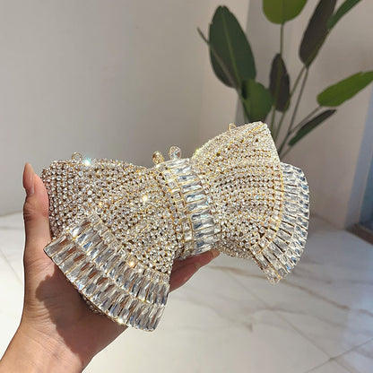 Fashion Metal Bow Clutch Crossbody Bag