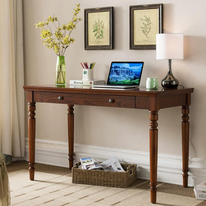 Mission Oak Finish Desk 48Inch Solid Wood Keyboard Drawer