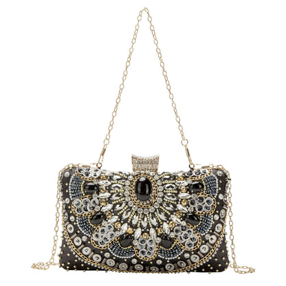 Retro Pearl Embroidery Dinner Bag Handmade Beaded Women's Hand-held