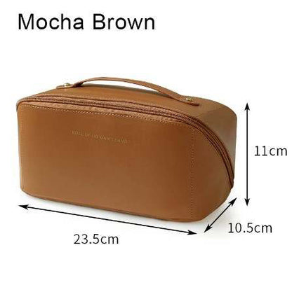 Travel Makeup Bag,Large Capacity Cosmetic Bags for Women,Waterproof Portable Pouch Open Flat Toiletry Bag Make up Organizer with Divider and Handle