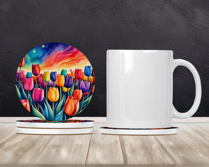 Colorful Tulips Large Sandstone Coasters Pack of 4