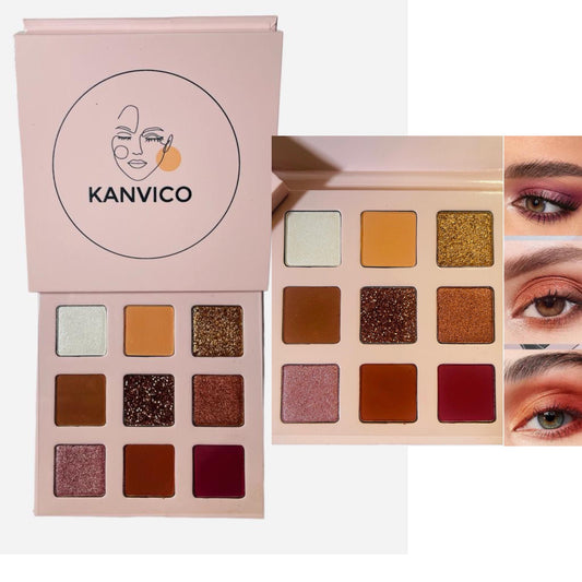 KANVIco Valentine's Day Style 9-color Nude Eyeshadow Palette, Shimmer & Shine Eyeshadow Palette, Matte Glitter Eyeshadow Palette, Ideal Gift for Women & Girls, ValentinEye Shadow Pan Pigmented Vegan Eyeshadow Pallet Classy Makeup Cosmetic Smooth Daily