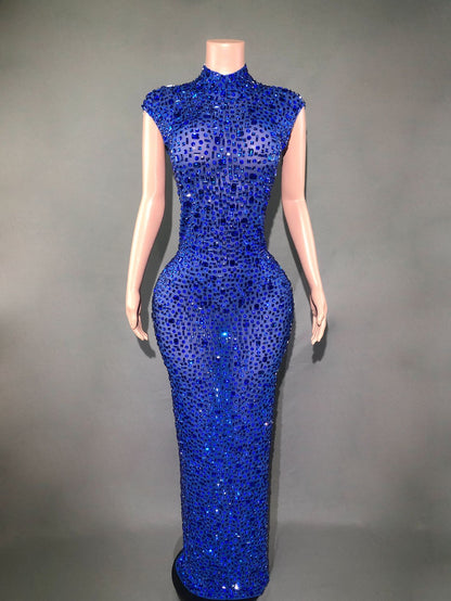 Women's Long Rhinestone Slim Fit Slimming Dress