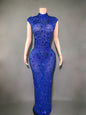 Women's Long Rhinestone Slim Fit Slimming Dress
