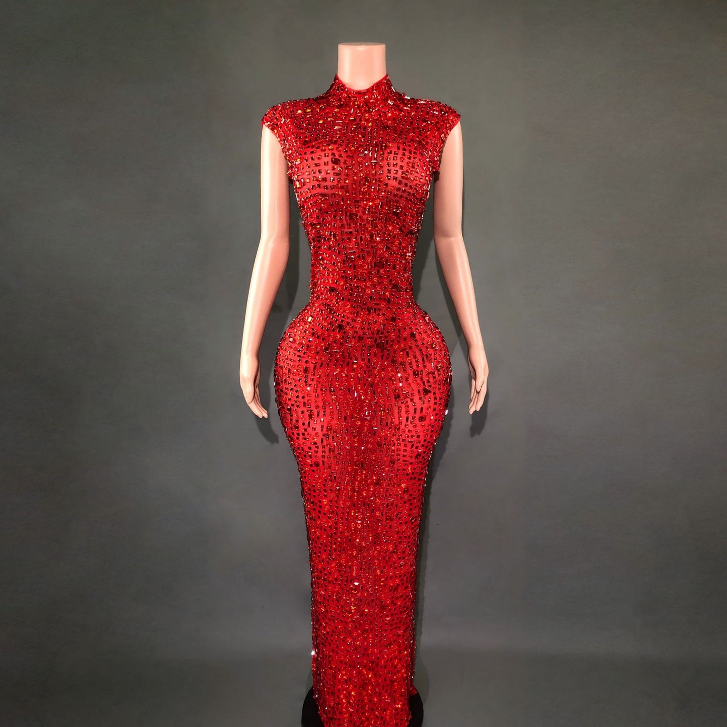 Women's Long Rhinestone Slim Fit Slimming Dress