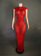 Women's Long Rhinestone Slim Fit Slimming Dress