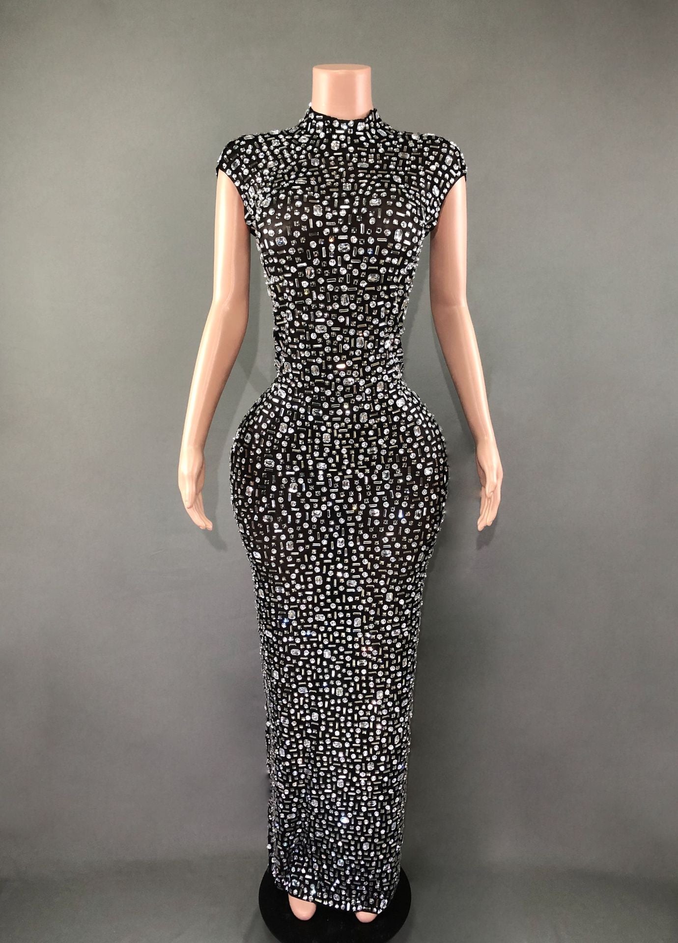 Women's Long Rhinestone Slim Fit Slimming Dress