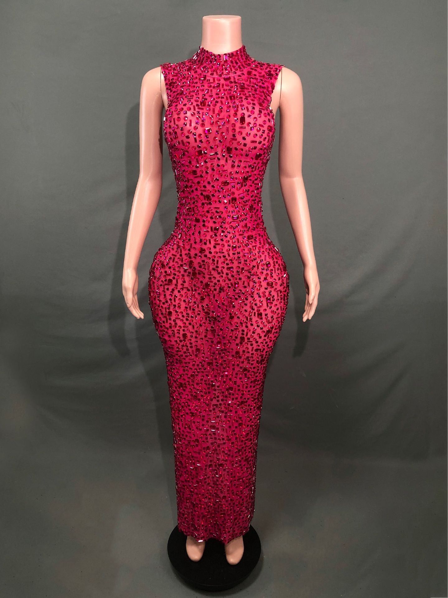 Women's Long Rhinestone Slim Fit Slimming Dress