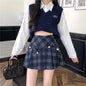 Plaid Pleated Women's Autumn And Winter High Waist Umbrella Culottes Short Skirt