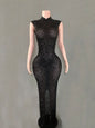 Women's Long Rhinestone Slim Fit Slimming Dress