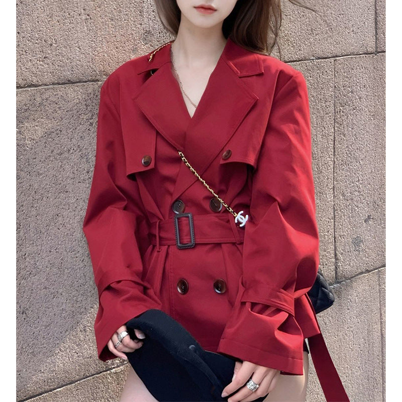Versatile Loose Slimming Suit Collar Mid-length Coat