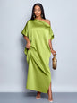 Women's Solid-Color Casual Loose Satin Dress