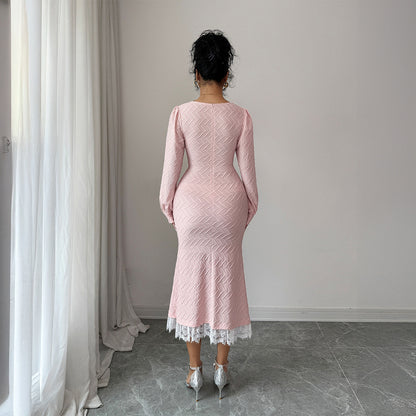 Elegant Button-down Long-sleeve Bodycon Dress For Women