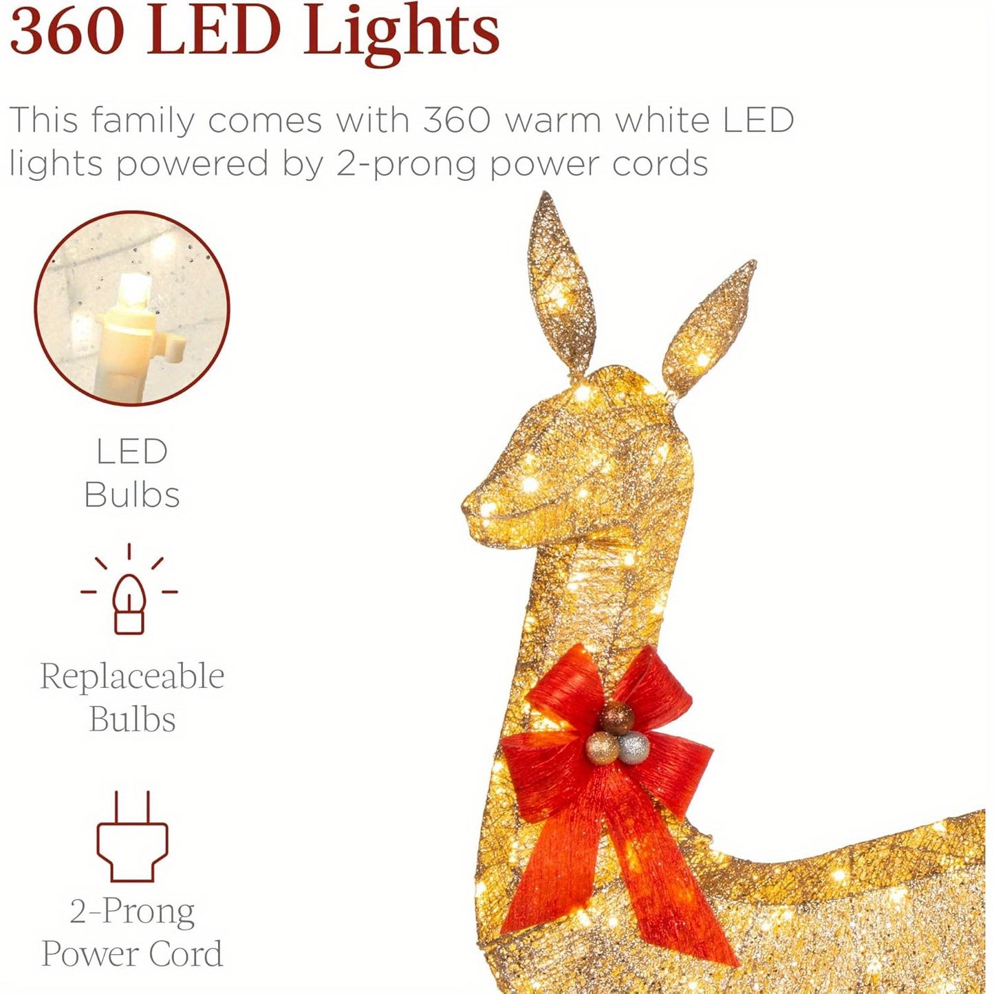 Golden Christmas Reindeer Set - 3-Piece Holiday Decoration
