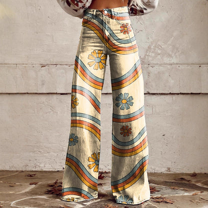 American Hot Girl Casual Loose Denim Bell-bottom Pants