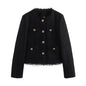 Women's Fashion Woolen Solid Color Casual Top Short Coat