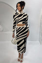 Top Striped Slim-fit Sheath Skirt Knitting Suit