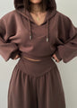 Womens Casual Set V-neck Hoodie Top And Pants