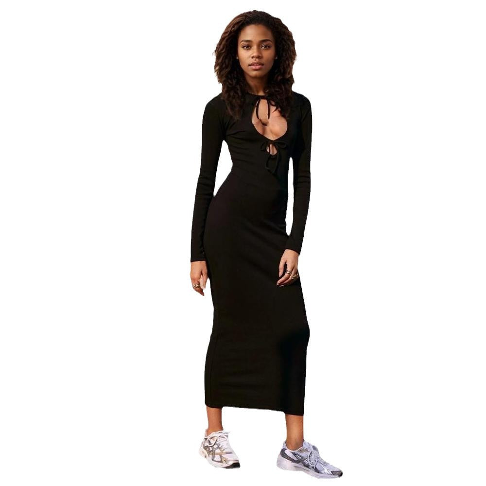 Women's Simple Casual Dress Autumn Winter New Comfortable Versatile Commuting Slim Long Dress