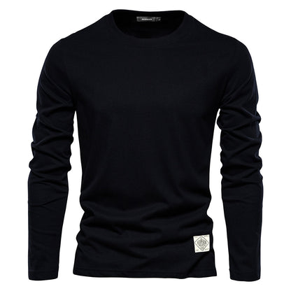 Men's Fashion Casual Exercise Outer Wear Round Neck Cotton Base Shirt