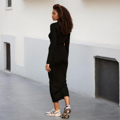 Women's Simple Casual Dress Autumn Winter New Comfortable Versatile Commuting Slim Long Dress