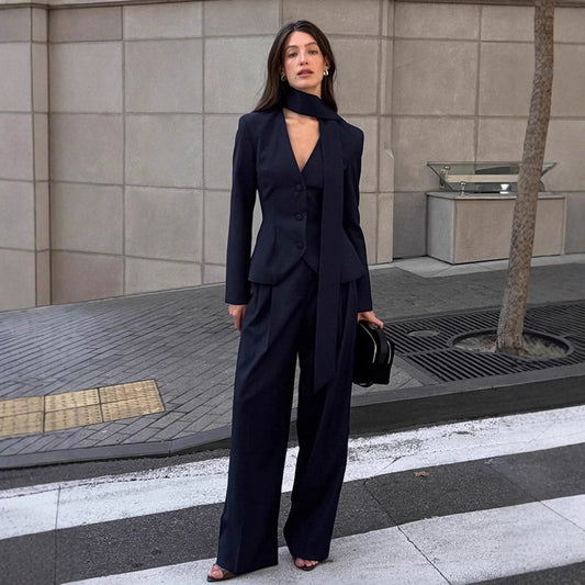 Fashion Commuter Halter Suit Women 2025 Winter New