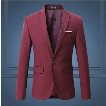 Spring And Autumn Solid Color Casual One Button Men's Small Suit