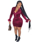 Women's Fashion V-neck Plush Skirt Two-piece Suit