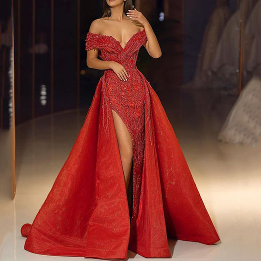 Women's Gilding Large Swing Sexy Dress Trailing Banquet Slim Fit