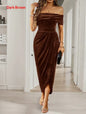 Solid Color Strapless Bodycon Long Dress Women's Dress
