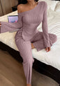 Fashion Sexy Off-the-shoulder Irregular Long Sleeve Trousers Homewear Suit
