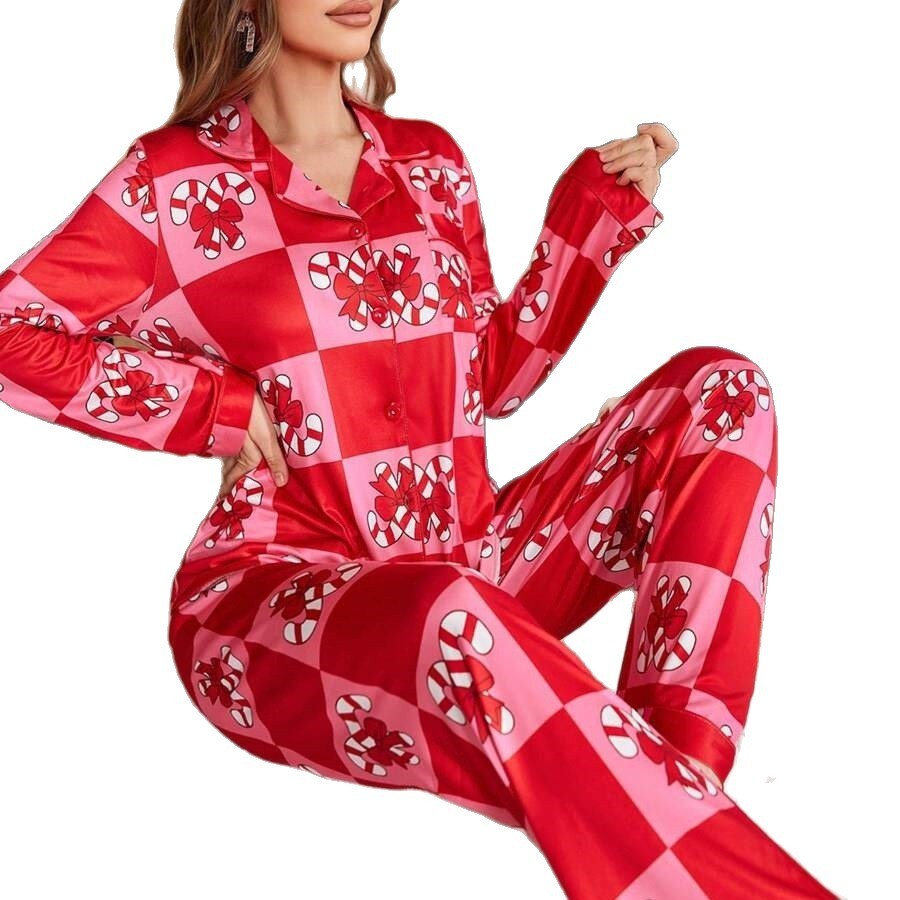 Female Christmas New Year Cartoon Two Piece Set