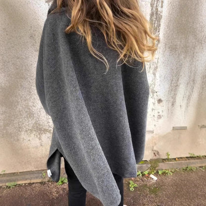 Women's Loose Long Sleeve Large Lapel Fur Collar Cape Coat