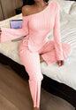 Fashion Sexy Off-the-shoulder Irregular Long Sleeve Trousers Homewear Suit