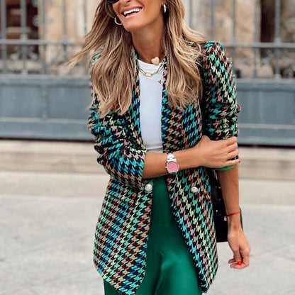 Houndstooth Loose Suit Jacket Women