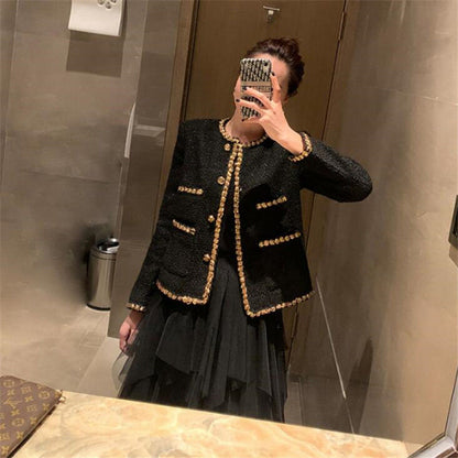 Versatile Black Women's Jacket For Spring And Autumn