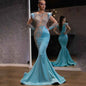 Daily Light Blue Fishtail Long Slimming Temperament Annual Party Evening Dress Women