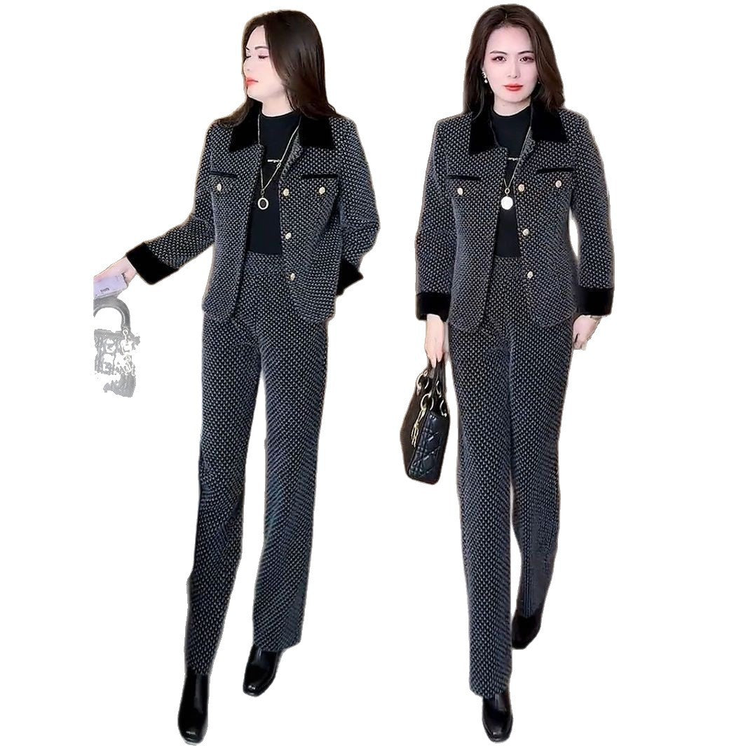 Short Coat Wide Leg Pants Two-piece Set