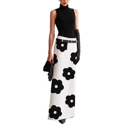 New Elegant Stylish And Chic Black-and-white Skirt With A Designer Touch