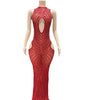 Womens Sexy Mesh Hollow-Out Nightclub Stage Dress Performance Outfit Evening Gown