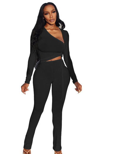 Women's Clothing Fashion Irregular Collar Drawstring Two-piece Suit