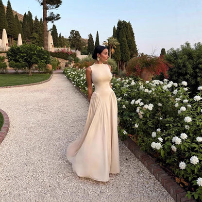 Womens Round-neck Halter-style Sleeveless Dress