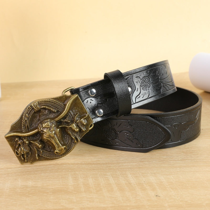 Belt Cow Head Buckle Men