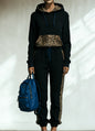 Leopard Print Patchwork Hooded Sweatshirt Set