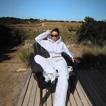 Round Neck Long-sleeve Suit Women's Pocket Pants