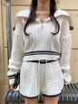Fashion Cable-knit Sweater Shorts Suit