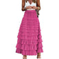 Layered Ruffles Cake Skirt Summer Fashion A Line Swing Mesh Long Skirt Party Dress Women