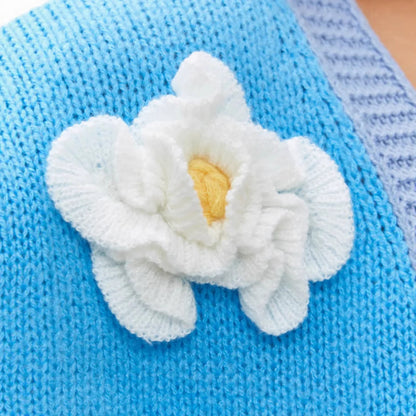 Flower Cardigan Lantern Sleeve Sweater Coat For Women