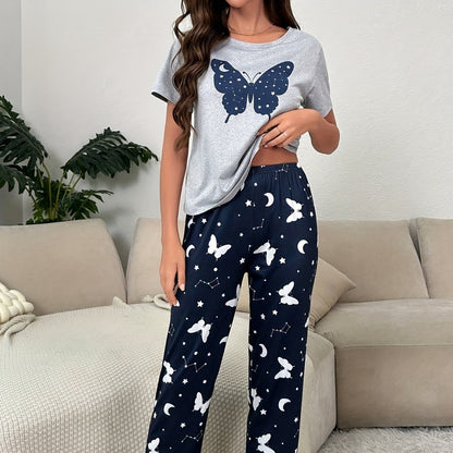 Casual And Comfortable Skin-friendly Round Neck Short Sleeve Home Women's Suit