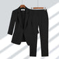 2pcs Casual Blazer Set Solid Color Lapel Single-breasted Jacket And Zipper Straight Pants Women's Office Business Suit